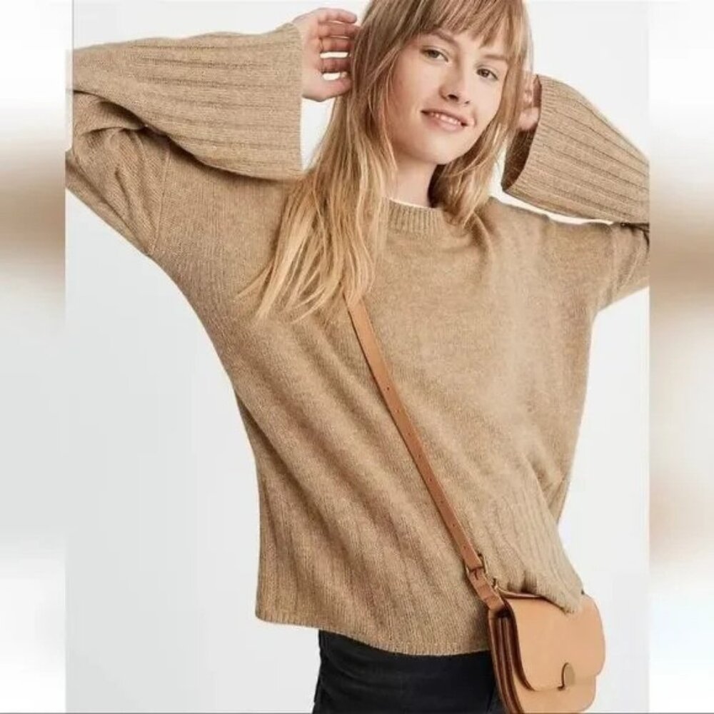 Madewell Ayres Tan Wide-Sleeve Pullover Sweater Women's Size XS